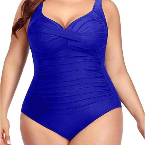 Yonique Other - Yonique Plus Size One Piece Twist Front Tummy Control Swimsuits Bathing Suits